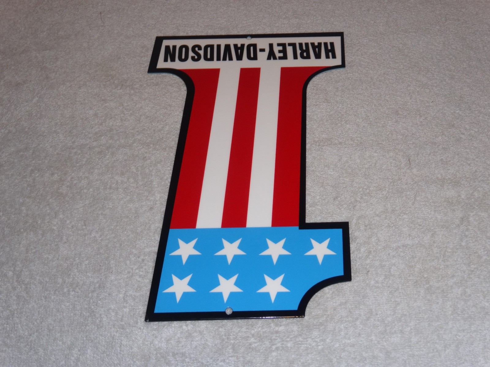 VINTAGE HARLEY DAVIDSON #1 MOTORCYCLES 12" METAL GASOLINE & OIL MOTORCYCLE SIGN!