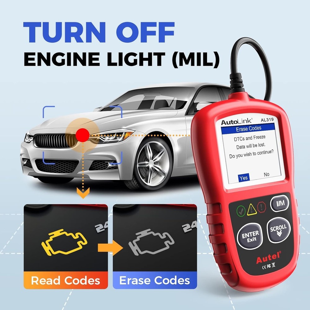 Compact AL319 Scanner - One-Click Engine Diagnostic & Vehicle Information Viewer