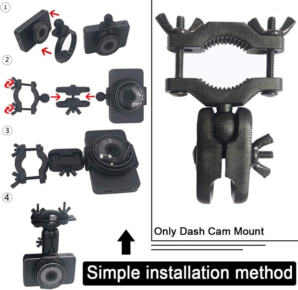 Compact Dash Camera Mount - Universal Holder Rotates 360° for Optimal Viewing