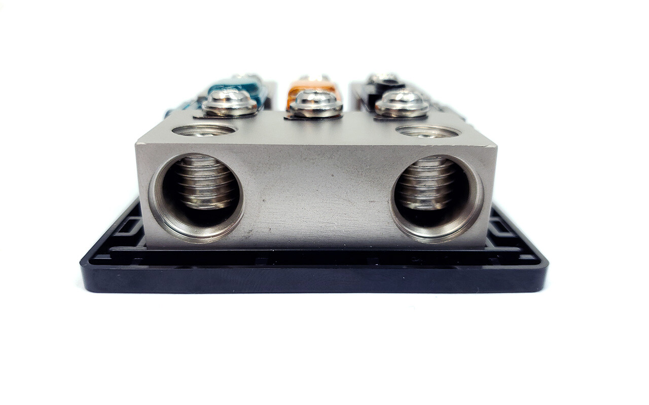 KnuKonceptz Bassik 3 Way 0 Gauge to 0 - 4 Gauge Mini ANL Fuse Block w Fuses