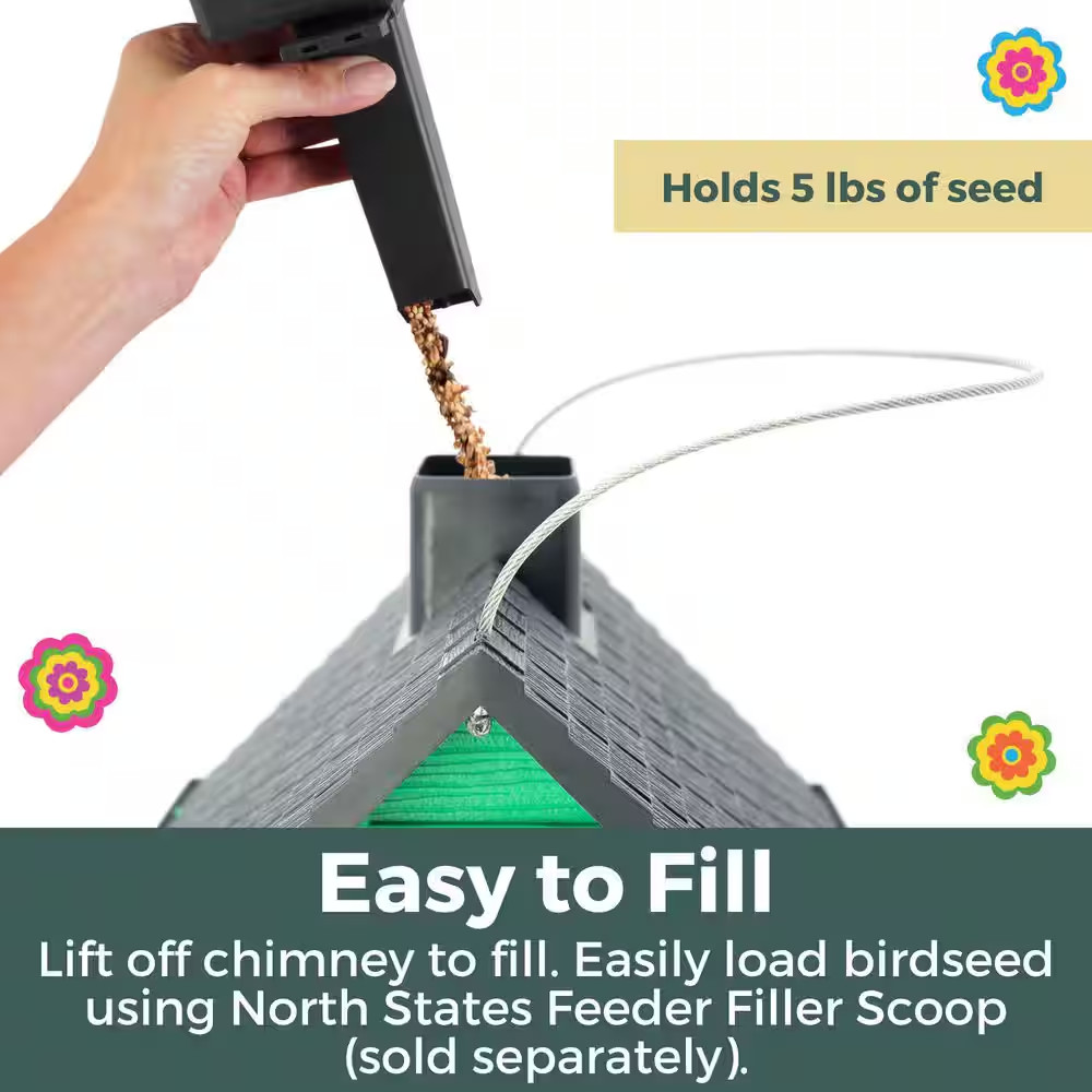 Fiesta Green Cottage Plastic Birdfeeder