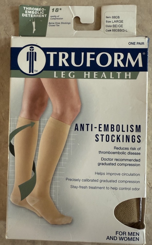 Truform Large Anti-Embolism Below Knee Compression Support Socks