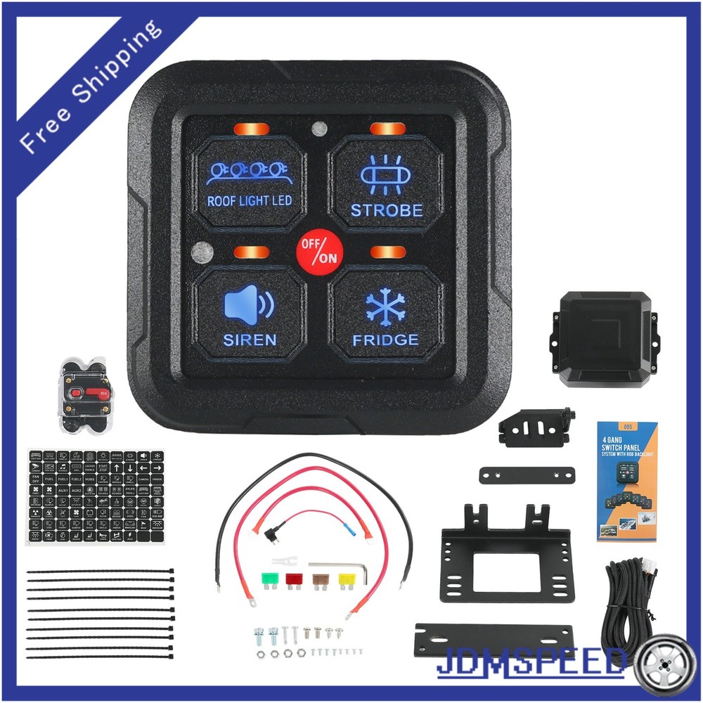 Auxpower A24 4 Gang RGB Backlit Switch Panel Automatic Dimming 3 Lighting Modes