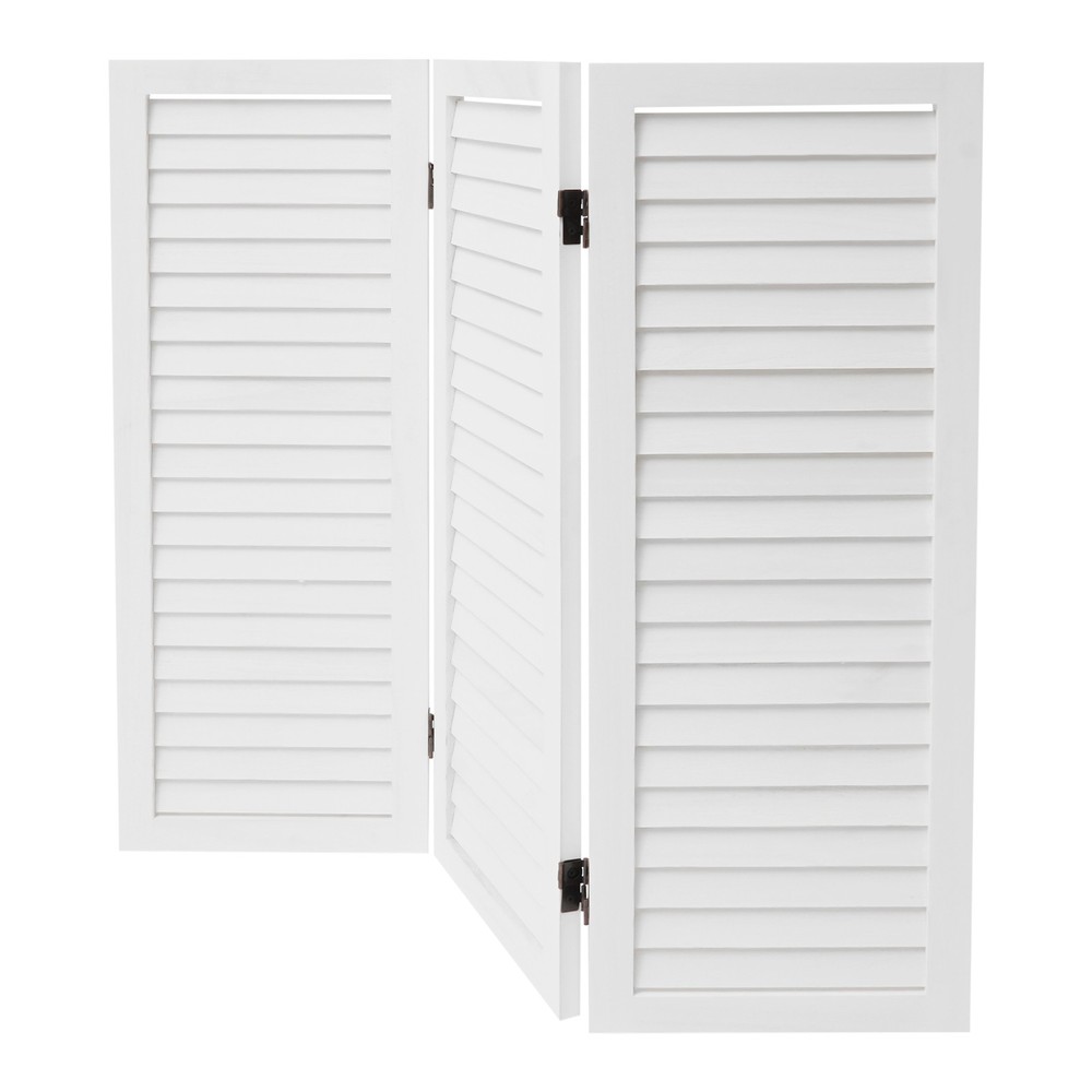 3-Panel Folding Room Divider Indoor Wooden Wall Separation Privacy Screen White