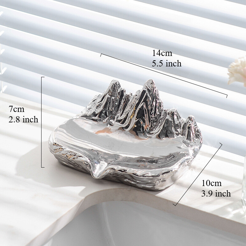 1x Mountain Shape Ceramic Soap Dish Soap Draining Tray Bathroom Home Decor Multi