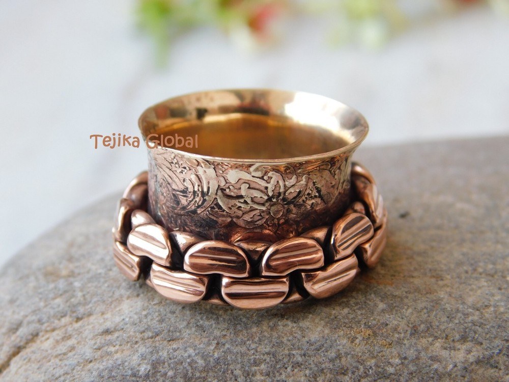 Unique Copper Ring Solid Copper Ring Healing Spinner Ring Women Handmade Rings,