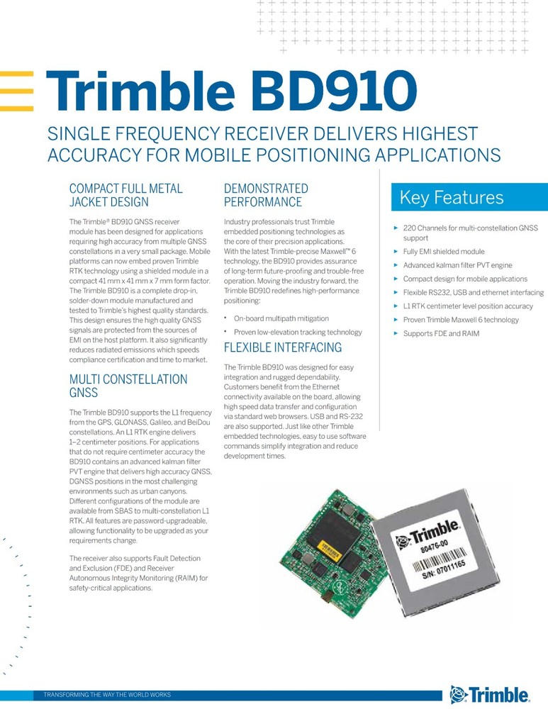High-precision GNSS Positioning Board module Trimble BD910 GNSS receiver module