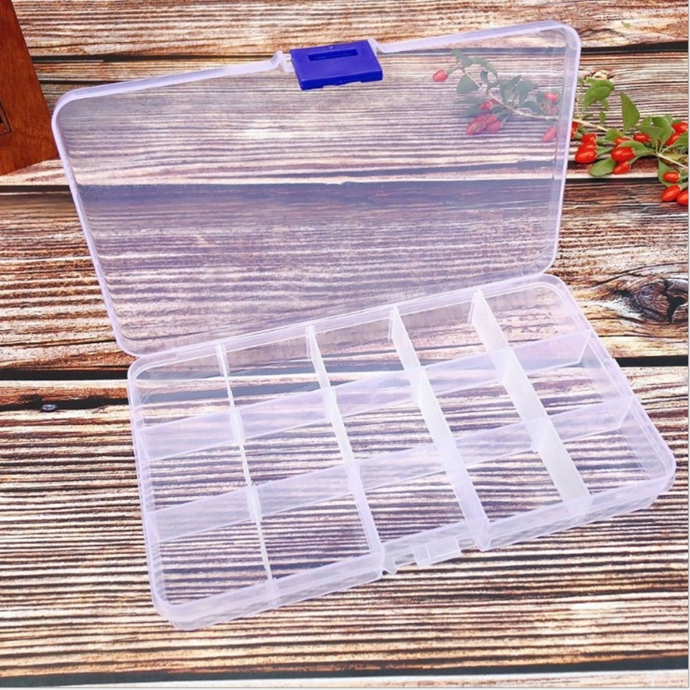 2 Pack 15 Grids Plastic Organizer Box Case Craft Bead Display Storage Container