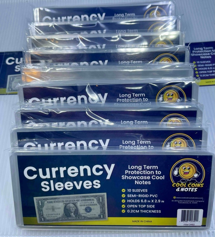 Banknote Currency Sleeves Rigid US Dollar Modern Size US Topload Holders Note