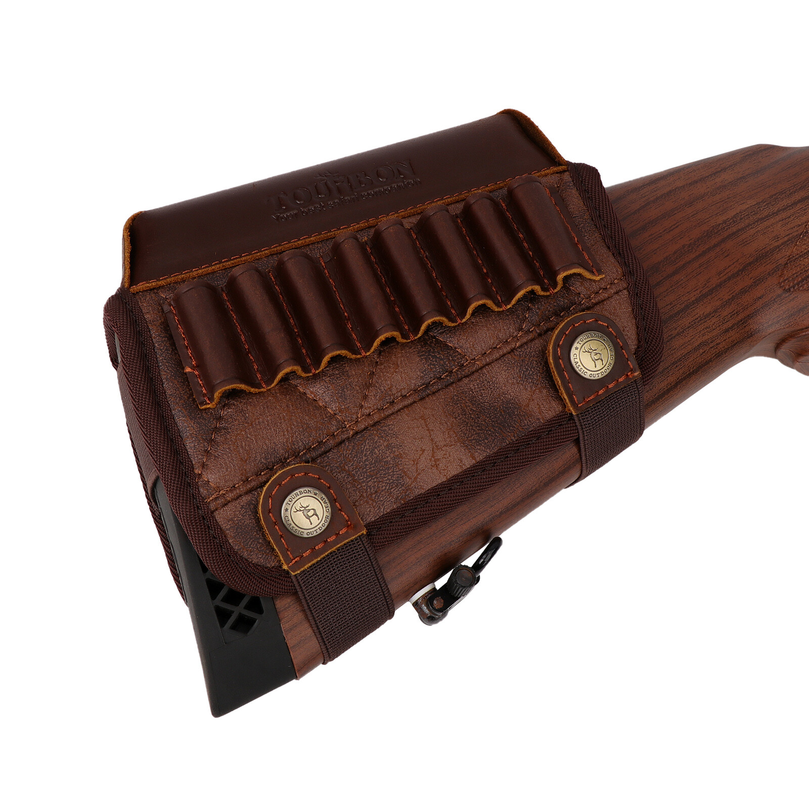 TOURBON PU Leather Cheek Riser Rest Rifle Buttstock Holder 308 WIN Ammo Carrier