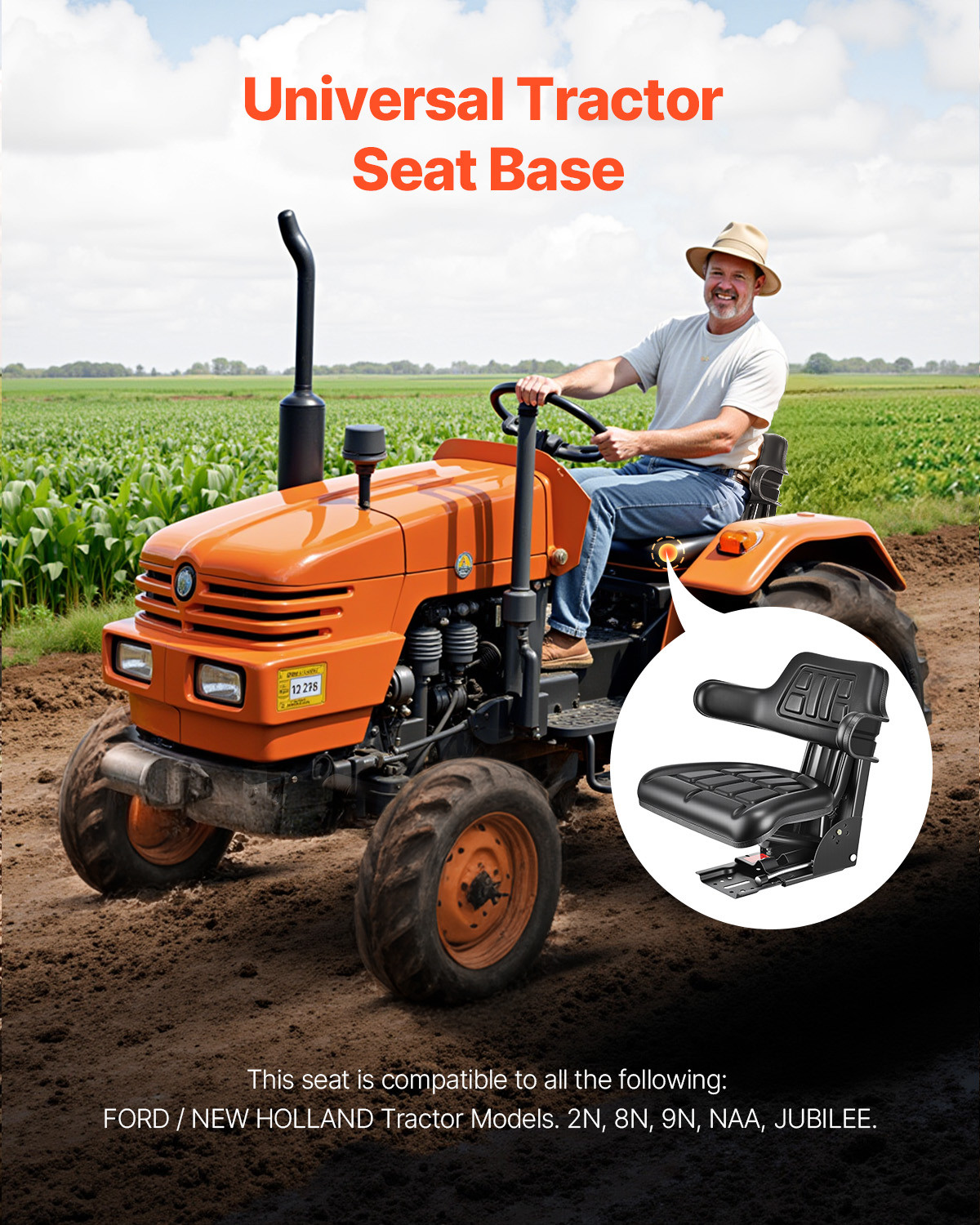 Tractor Suspension Seat Adjustable Forklift Seat Waterproof Seat Mower Digger