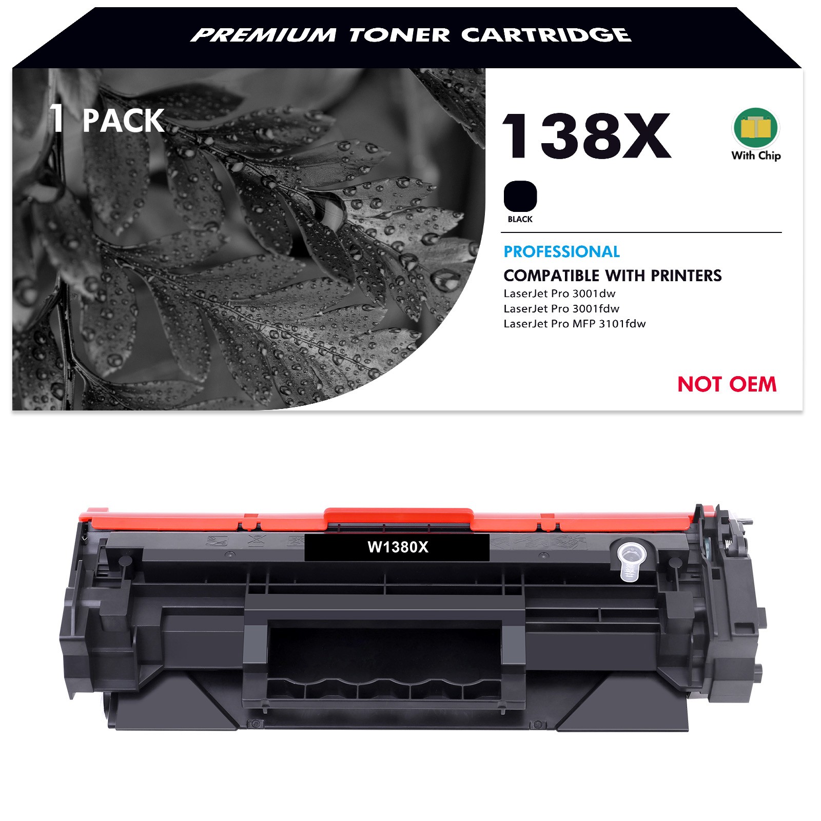 [with Chip] 138X W1380X Toner Fits HP LaserJet Pro MFP 3101fdw 3001dw 3001fdw