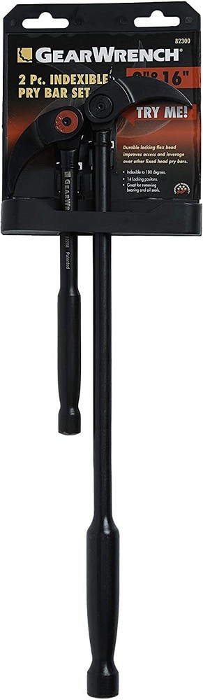 GEARWRENCH 2 Pc. Indexing Pry Bar Set, 8" & 16" - 82300 Solid Black