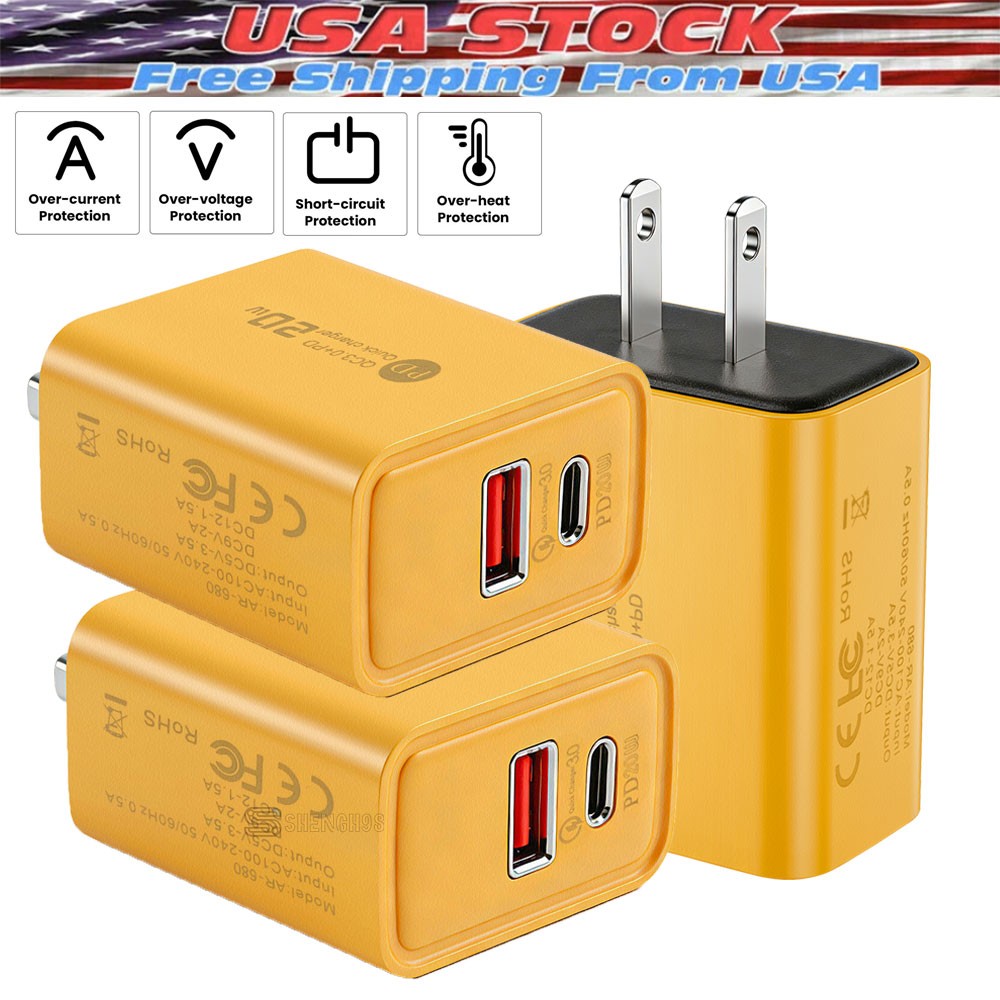 For iPhone 14 13 12 11 20W Fast Charger Block USB Type C Wall Power Adapter Lot