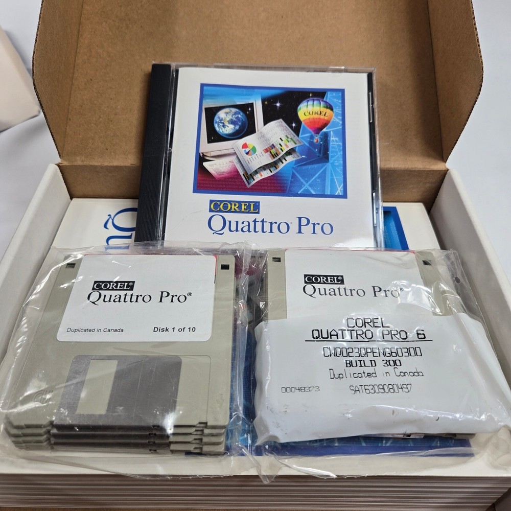 Open Box Corel Quattro Pro Spreadsheet Graphics Software Windows 3.5" Floppy +CD