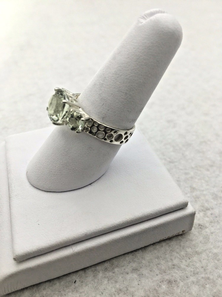 Sterling Silver Green Amethyst ring size 8
