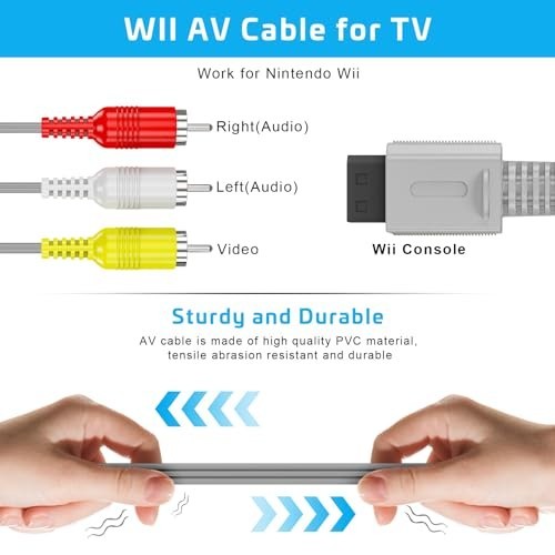 3-in-1 Wii Wired Motion Sensor Bar, AC Power Adapter & AV Cable - Compatible wit