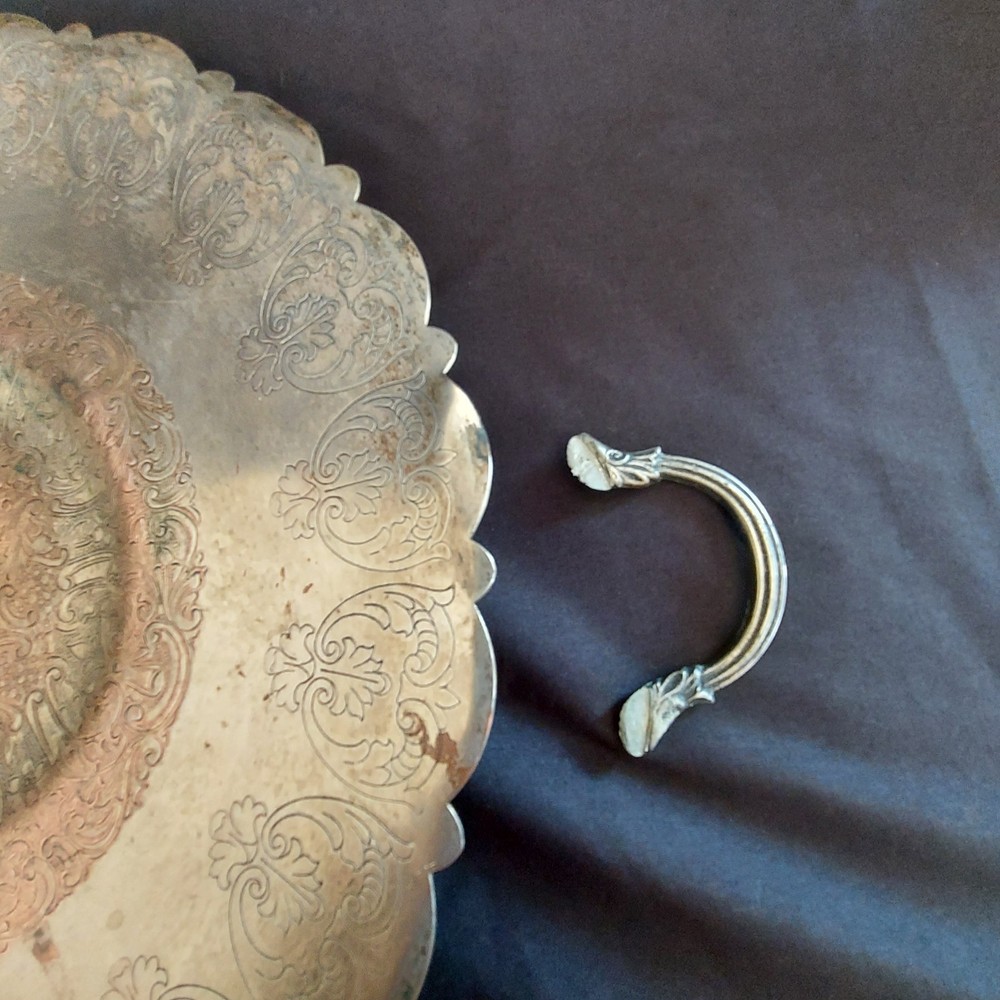 Vintage Silver/Copper Serving Tray 10"