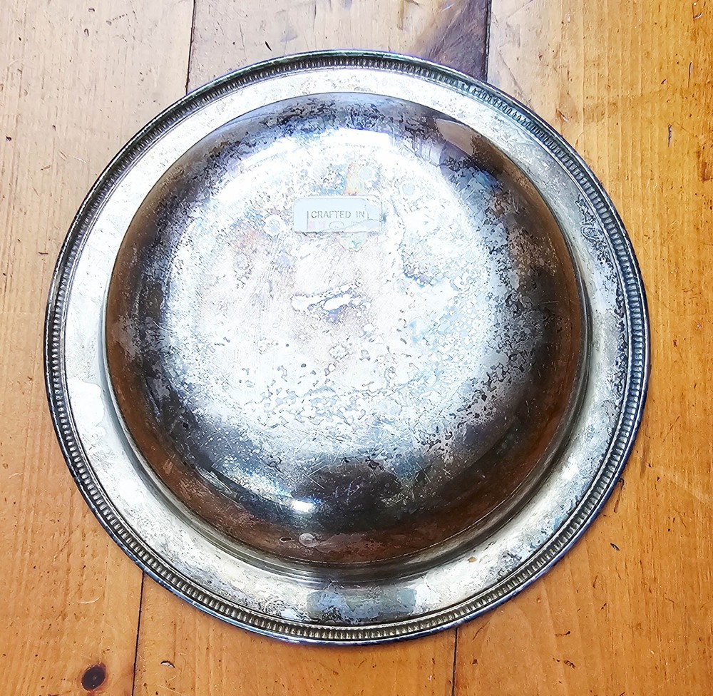 Wm Rogers 4262 Silverplate Serving Dish w Lid + 1-1/2 qt Pyrex Glass Bowl Vintag