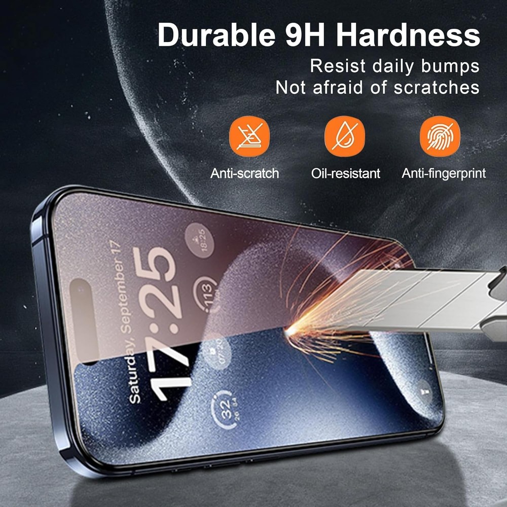 2 Pack for iPhone 16 Pro Privacy Screen Protector 25° For iphone 16 Red