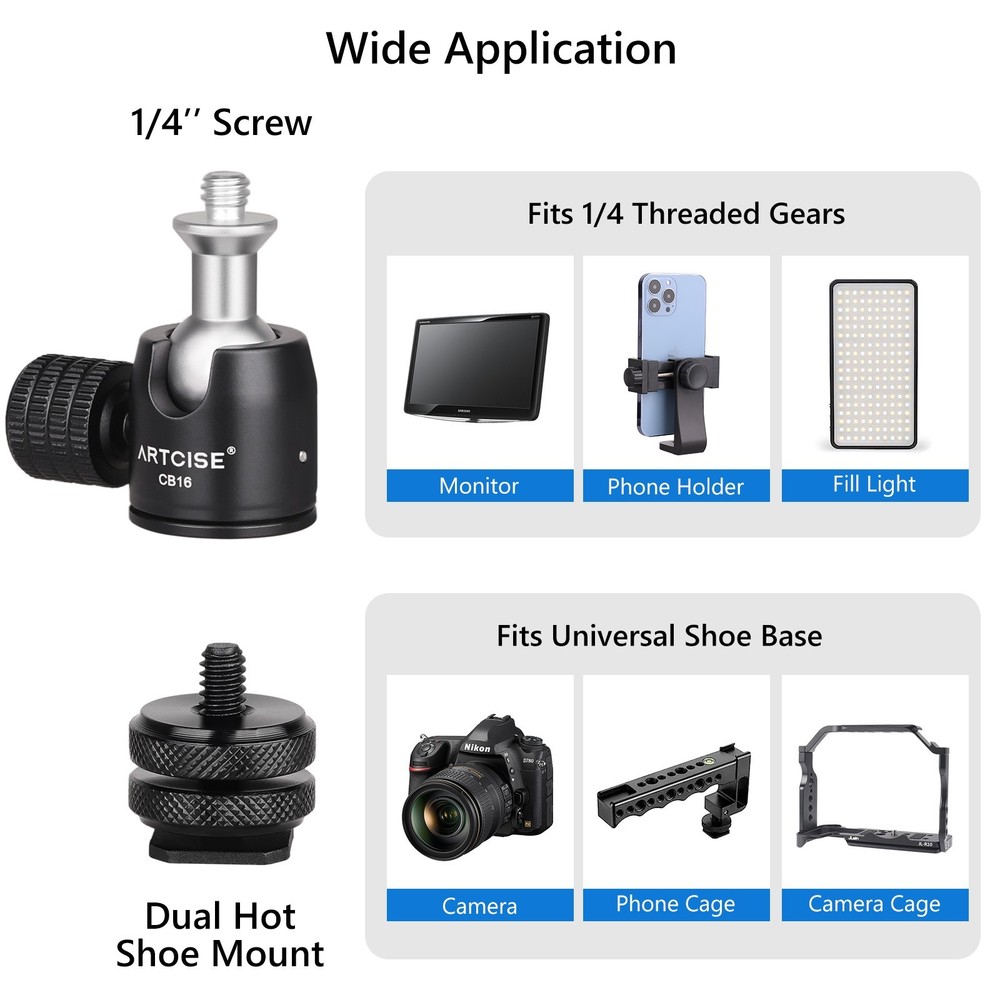 Low-Profile Ball Head Panoramic Camera Tripod Head Rotating Mini Tripod Head