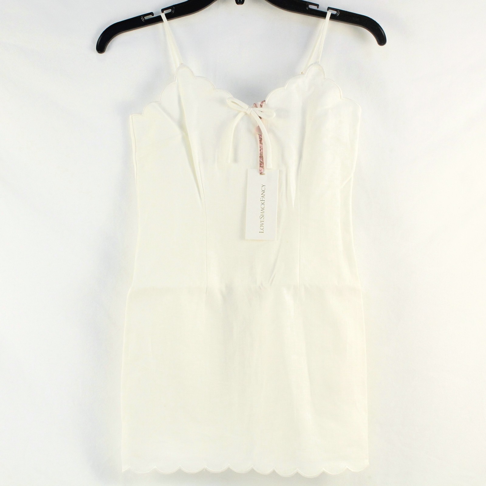 LoveShackFancy Sydelia Linen & Cotton Mini Dress in Off-White Girls Size 10