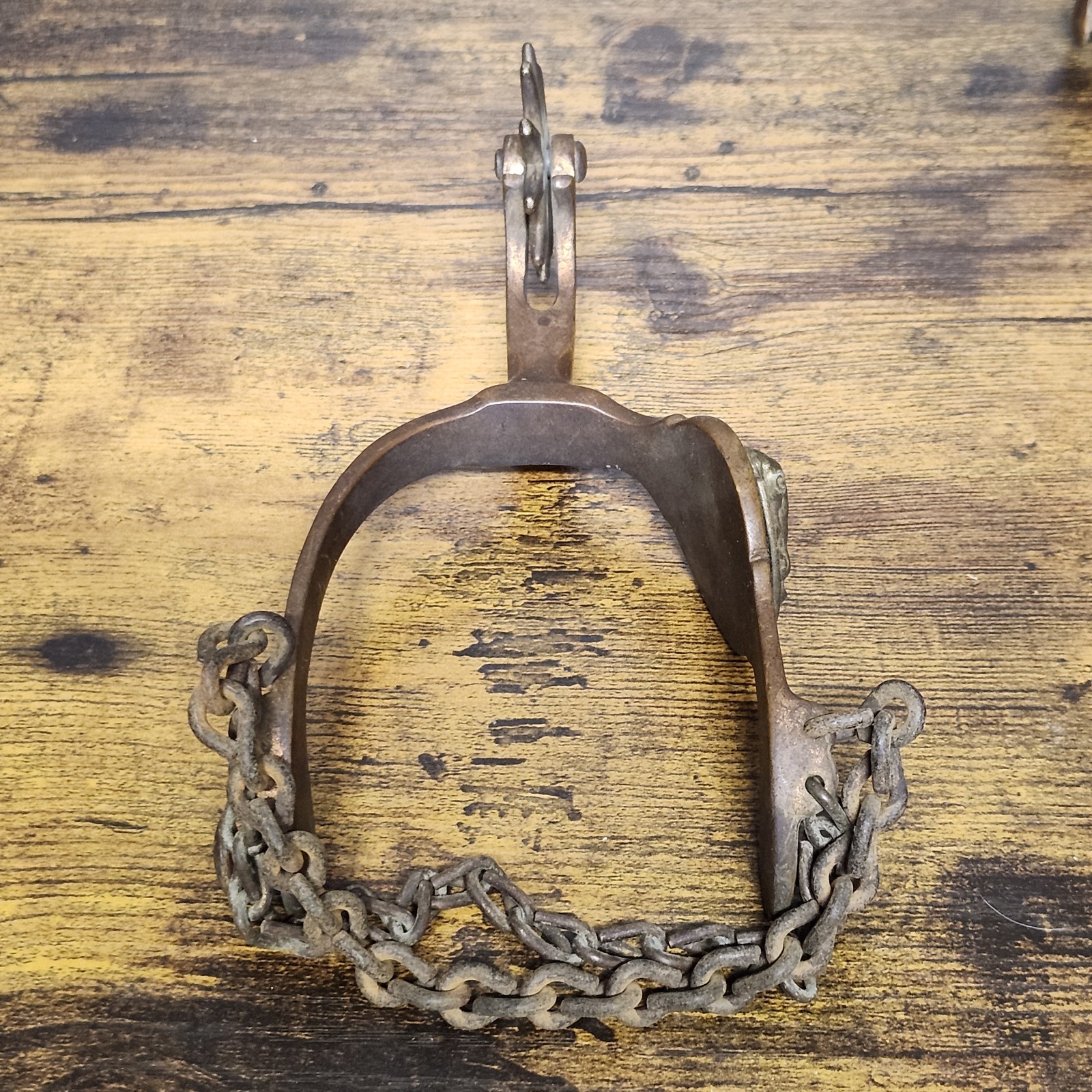 Antique Horse Head Western Spurs Star Mark August Buermann Era Bronze Toned