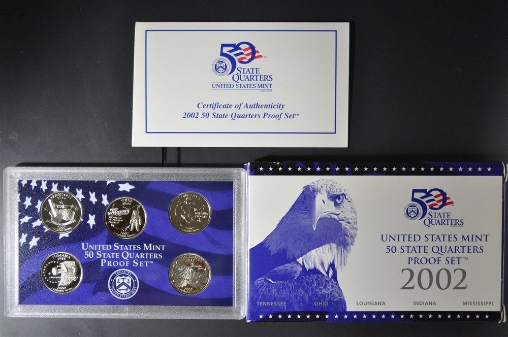 2002 S U.S. Mint clad Quarter Proof Set with box & COA / original packaging
