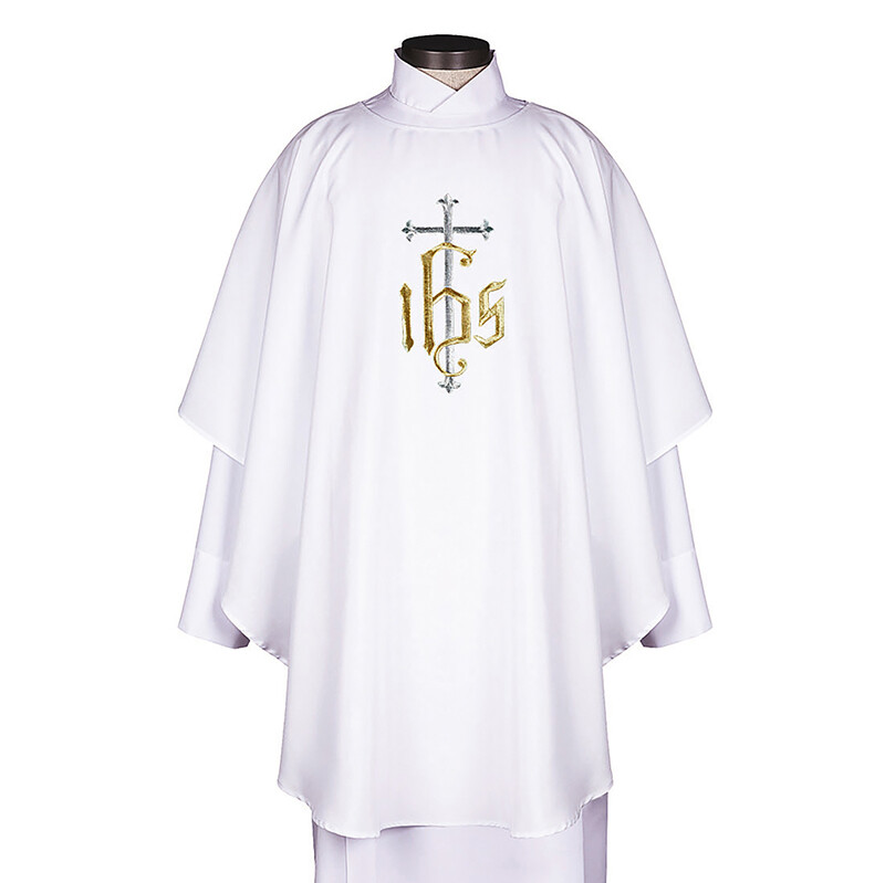 White IHS Monogram Chasuble