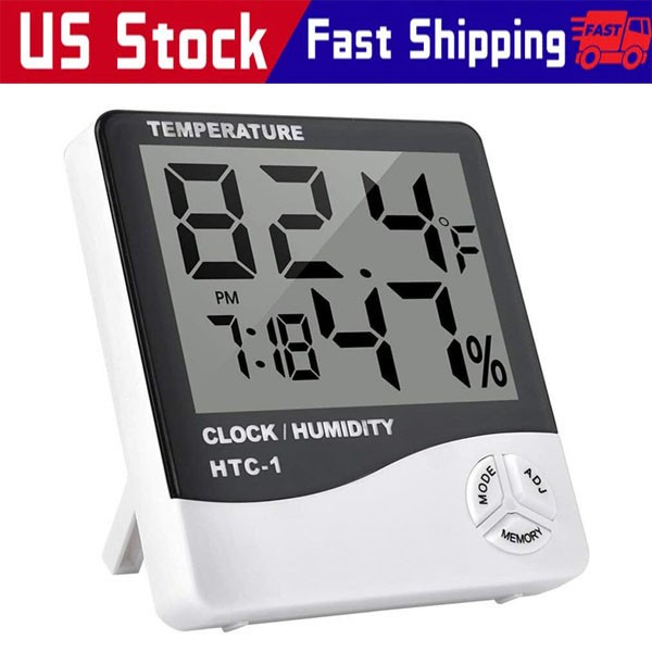 Thermometer Indoor Digital LCD Hygrometer Temperature Humidity Meter Alarm Clock