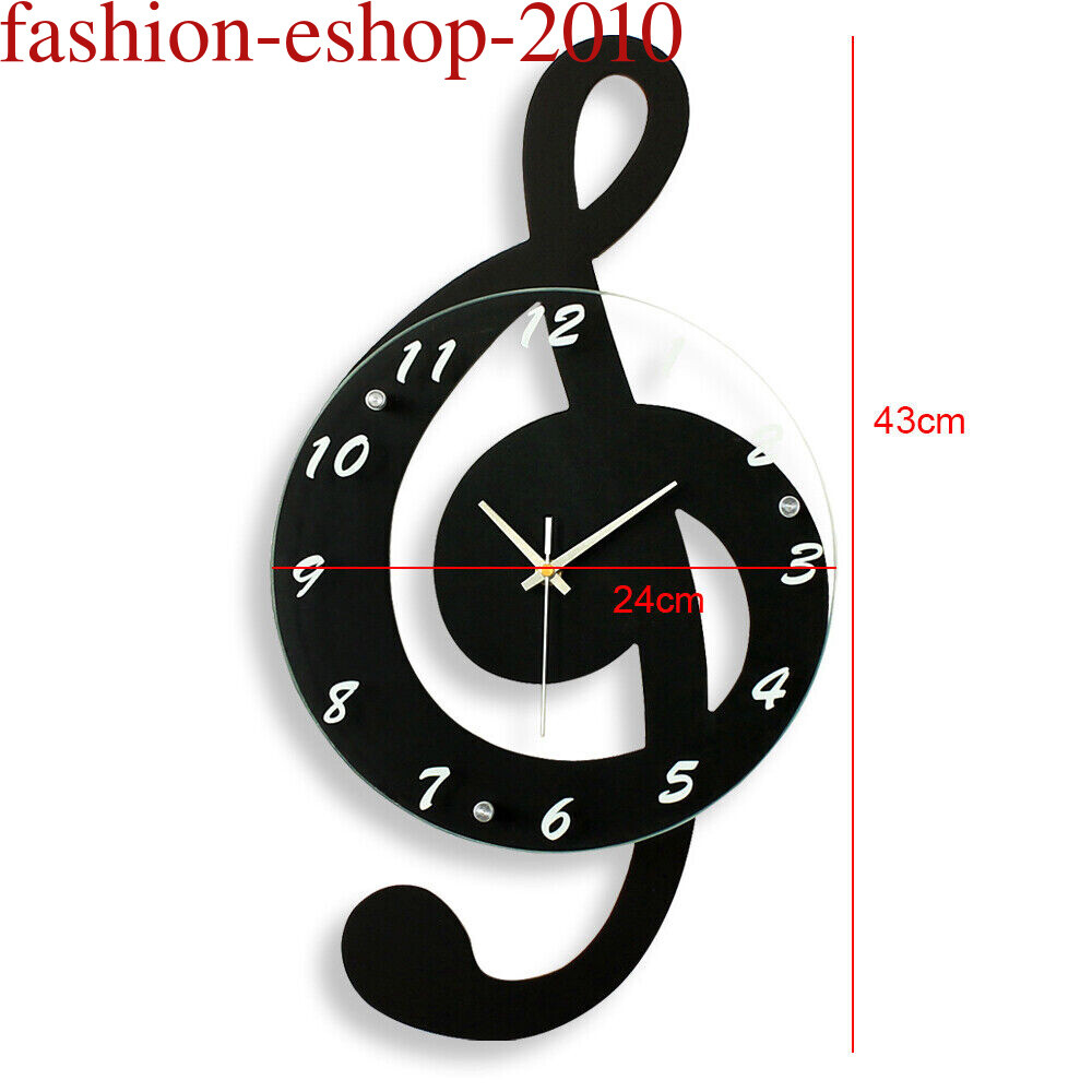 Silence Wall Watch Clock Musical Note Wall Clock Creative Office Home Decor USA