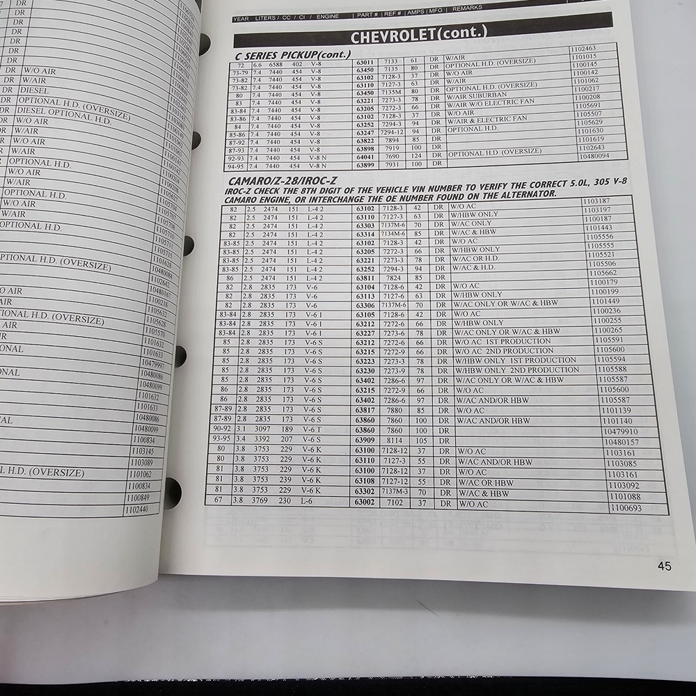1997 Apptrak OEM Application Identification Aternatator Starter Parts Catalog