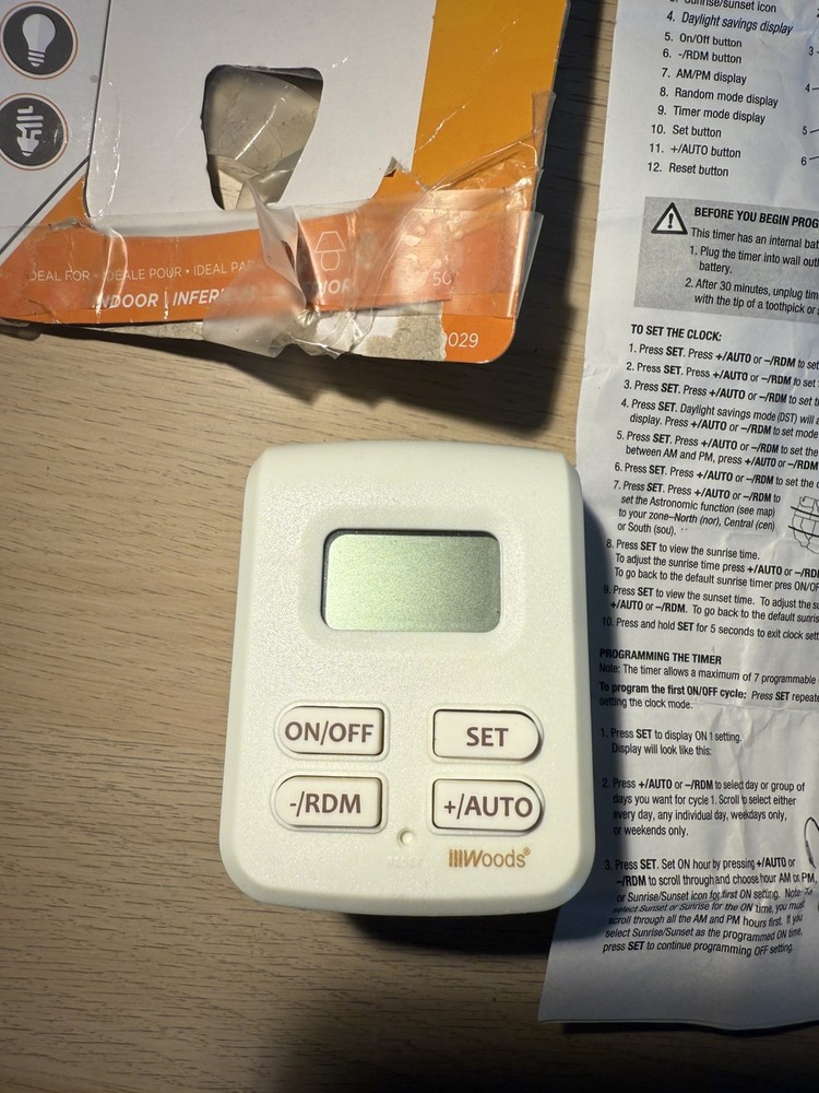 Woods Lighting Timer 50029 Indoor Interior 7day Sun Tracking Technology
