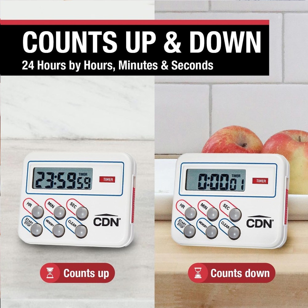 CDN TM8 Digital Cooking Timer and Clock, White