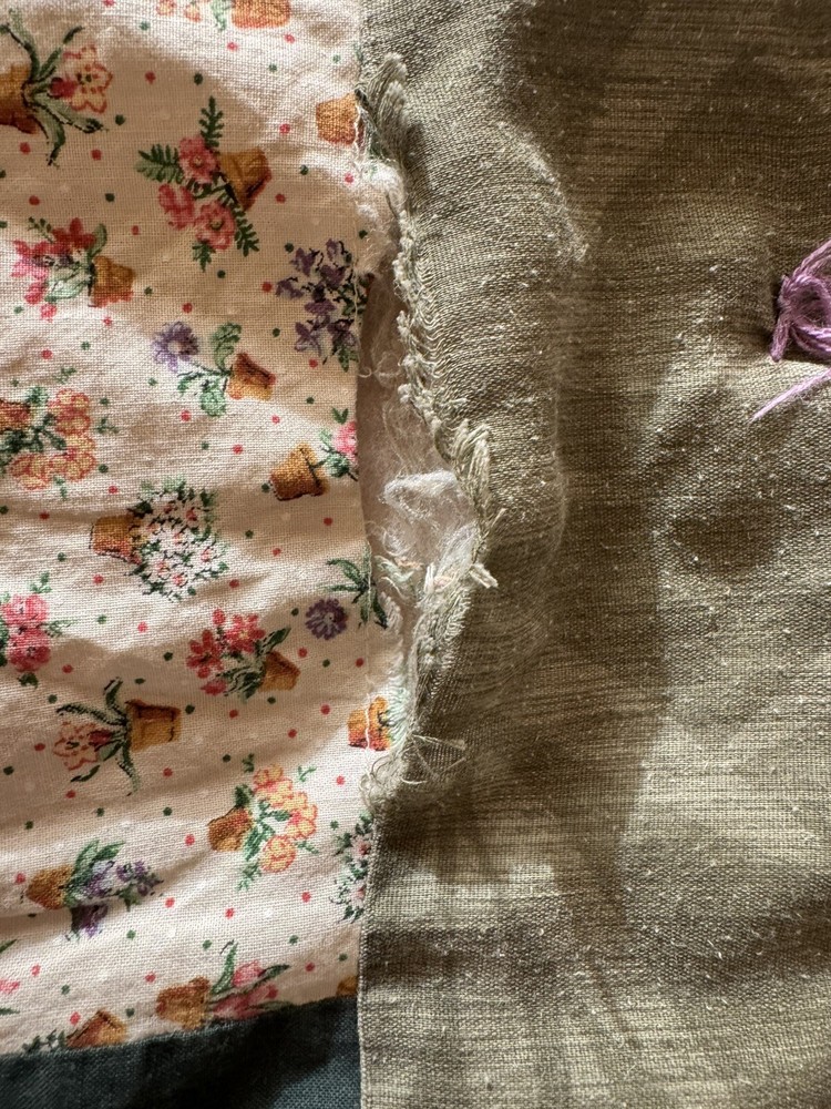 Patchwork Quilt Crib Blanket Textile Lap Cozy Throw 58X38" Handmade READ