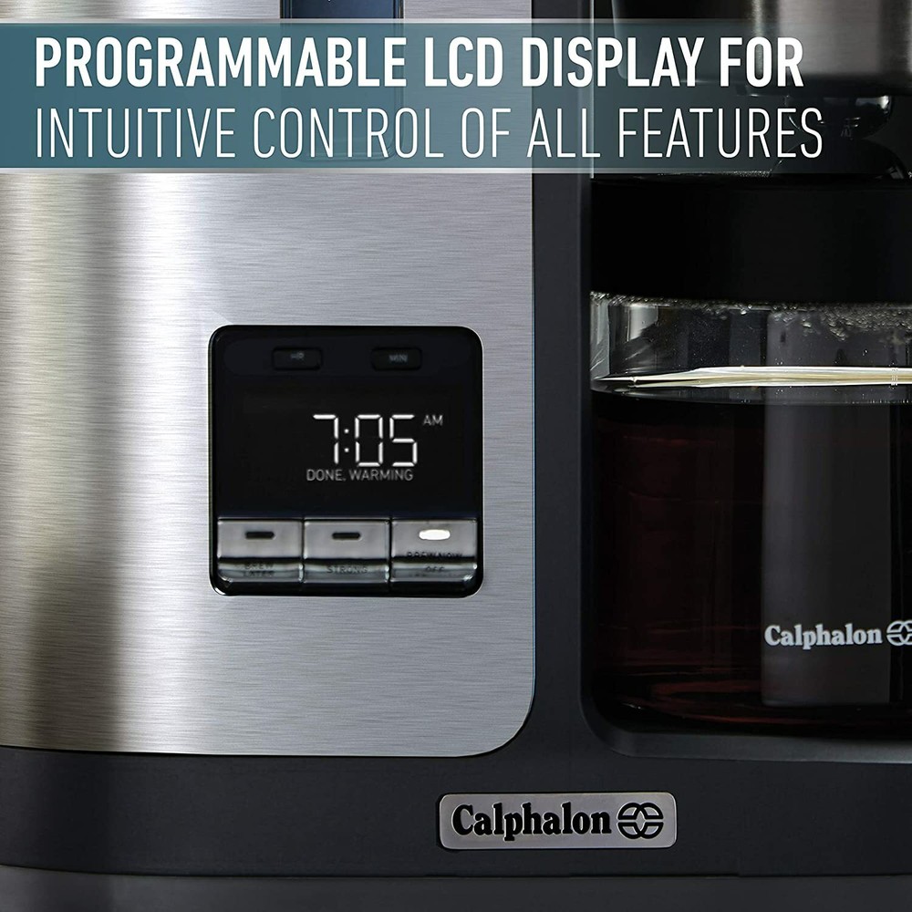 Calphalon BVCLDCG1 10 Cup Programmable LCD Display Coffee Maker Stainless Steel