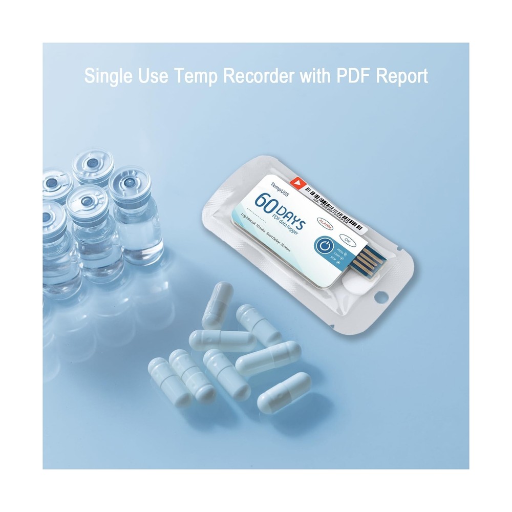 Temperature Data Logger USB Thermometer Logger 10 Packs with PDF Report,Singl...