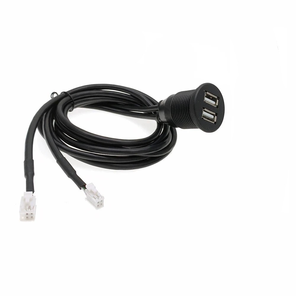 Car For DASH Mount Dual USB Port Panel Interface Extension 100cm Cable Adapter