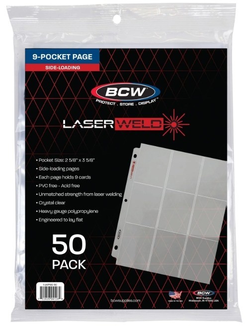 (50 Count) BCW LaserWeld® 9-Pocket Page - Side Load