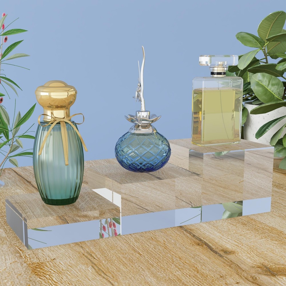 Acrylic Display Stands, 3 Graduated Sizes Acrylic Block Riser for Displaying ...