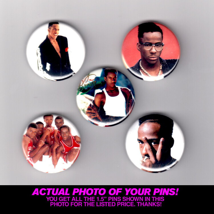 BOBBY BROWN 1.5" PINS / BUTTONS (pop poster new edition whtney houston retro 80s