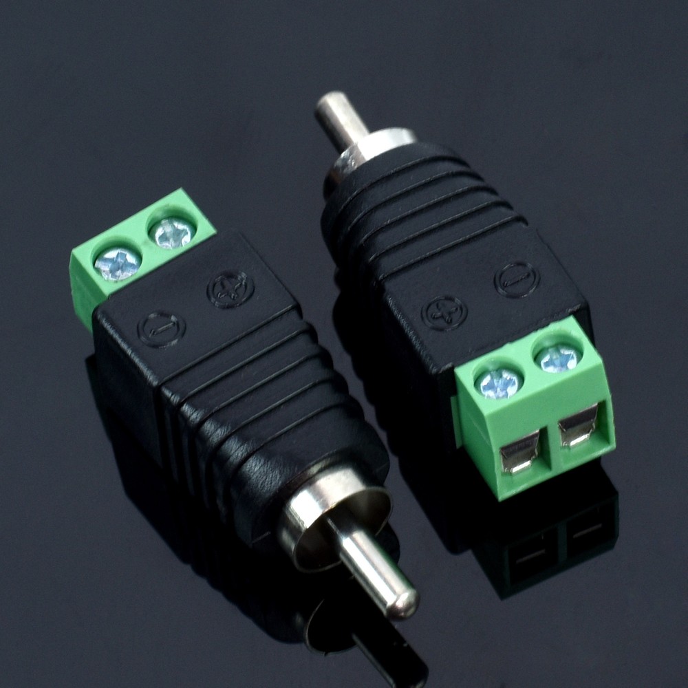 5 Pack Male RCA Socket Plug to Bare Wire 2 Pin Screw Down Terminal Adapter Jack