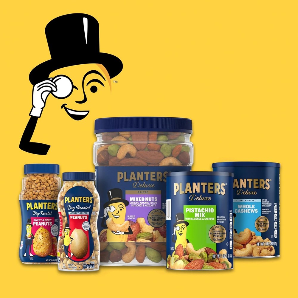 PLANTERS Mixed Nuts Unsalted, Party Snacks, Plant-Based Protein, 10.3 oz...