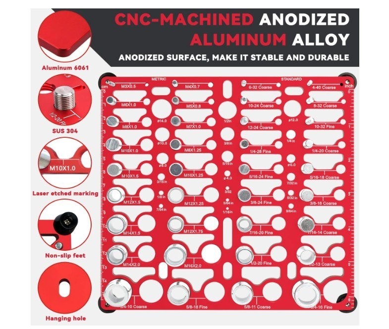 55 Thread Checker - Nut and Bolt Thread Checker Standard and Metric, Bolt Size,