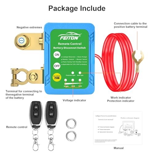 Remote Battery Disconnect Switch, 250A Heavy Duty Intelligent Swith