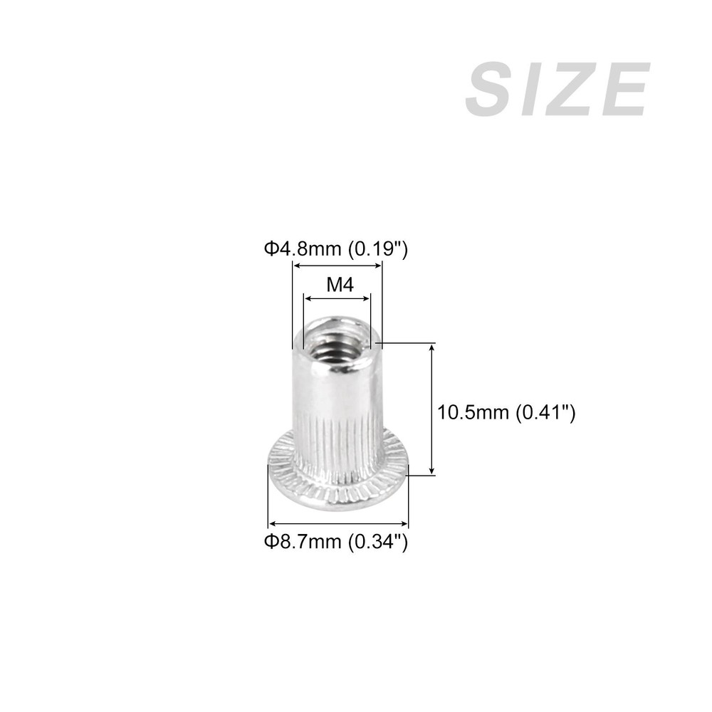 Rivet Nuts (M4) 110Pcs, Aluminum Alloy Knurled Threaded Insert Nuts