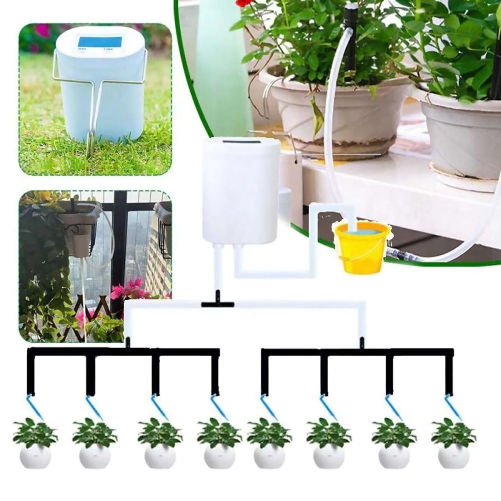 Programmable Automatic Watering System with Day and Second Settings for Pots