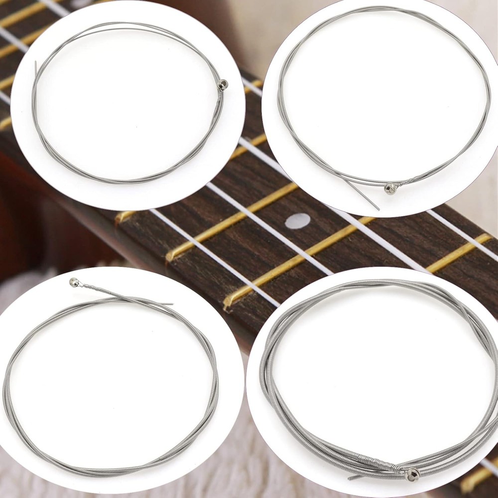 Stainless Steel 4 String Bass Strings Replacement Set, 4 string, silver