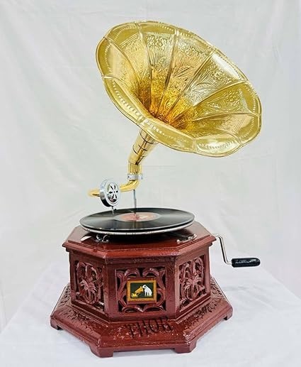 Antique Gramophone, Fully Functional Working Phonograph, win-up record player