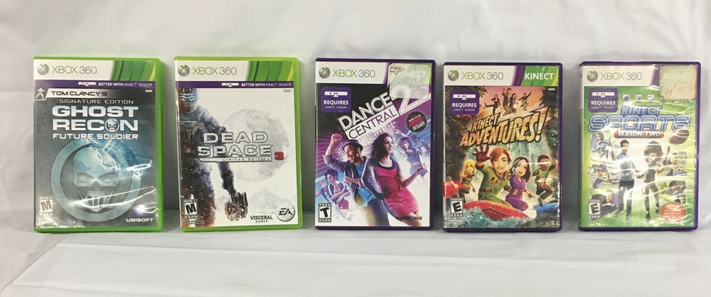 Microsoft Xbox 360 Kinect Motion Sensor Bar Model 1414 Wireless Controller&Games